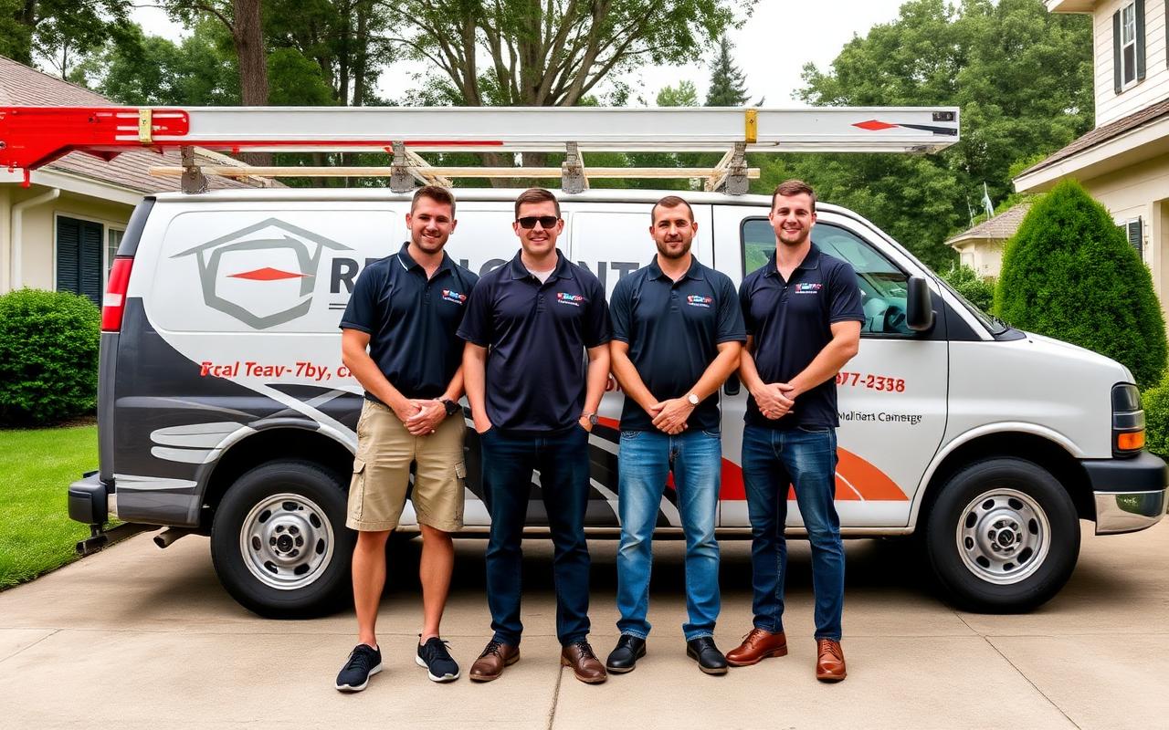 Good example: your crew, branded shirts, on the job