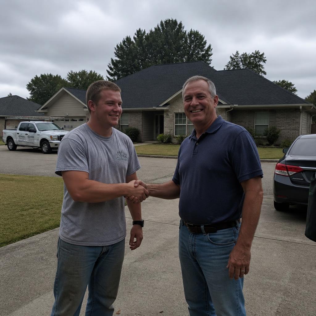 Good example: you shaking hands with the homeowner